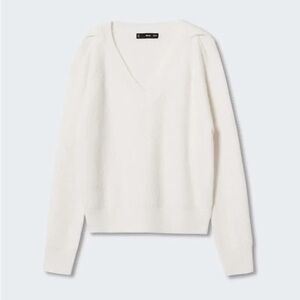 Mango V-Neck Sweater - Cream